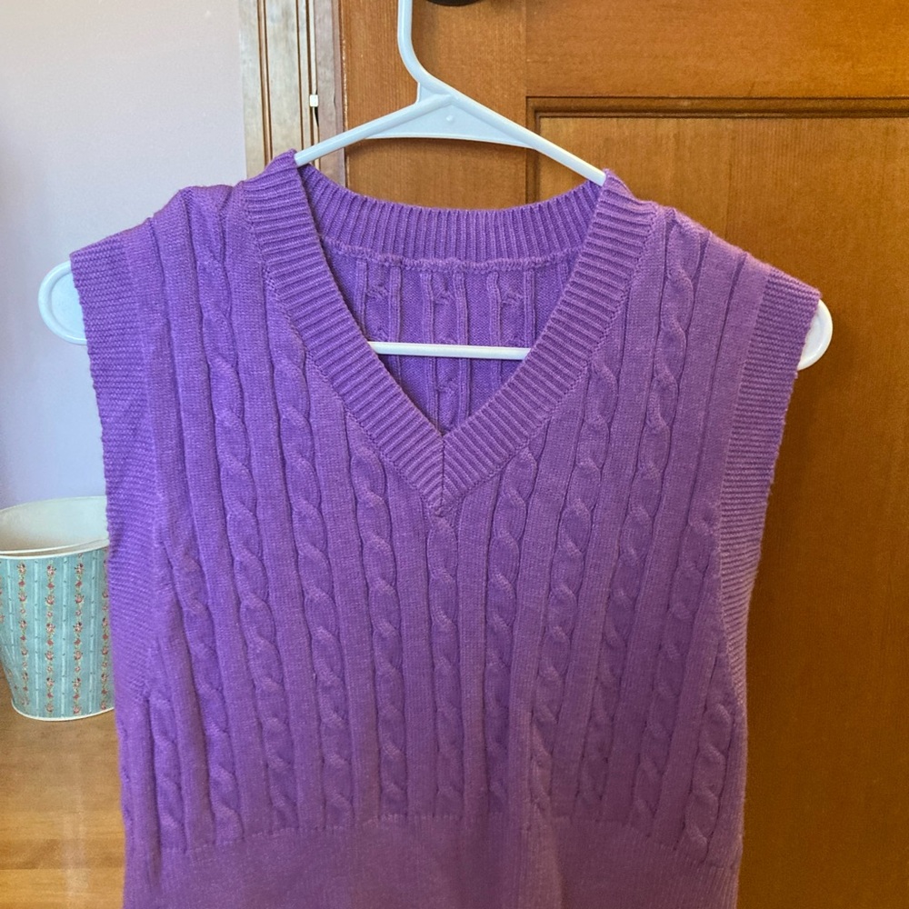 Purple Cable Knit Women's Cropped Sweater Vest